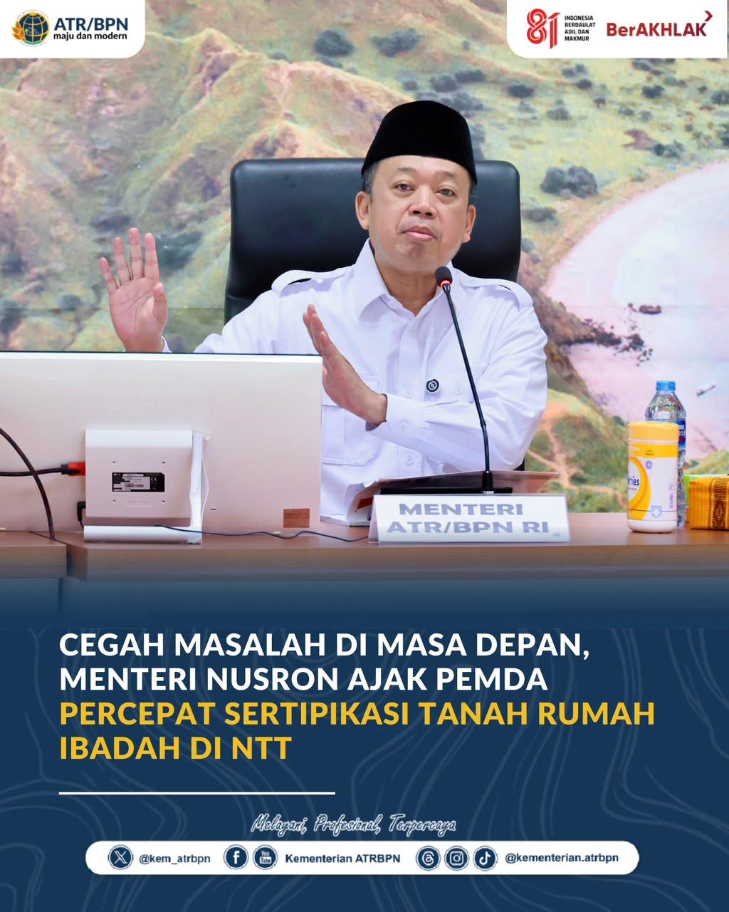 Cegah Masalah di Masa Depan, Menteri Nusron Ajak Pemda Percepat Sertipikasi Tanah Rumah Ibadah di NTT