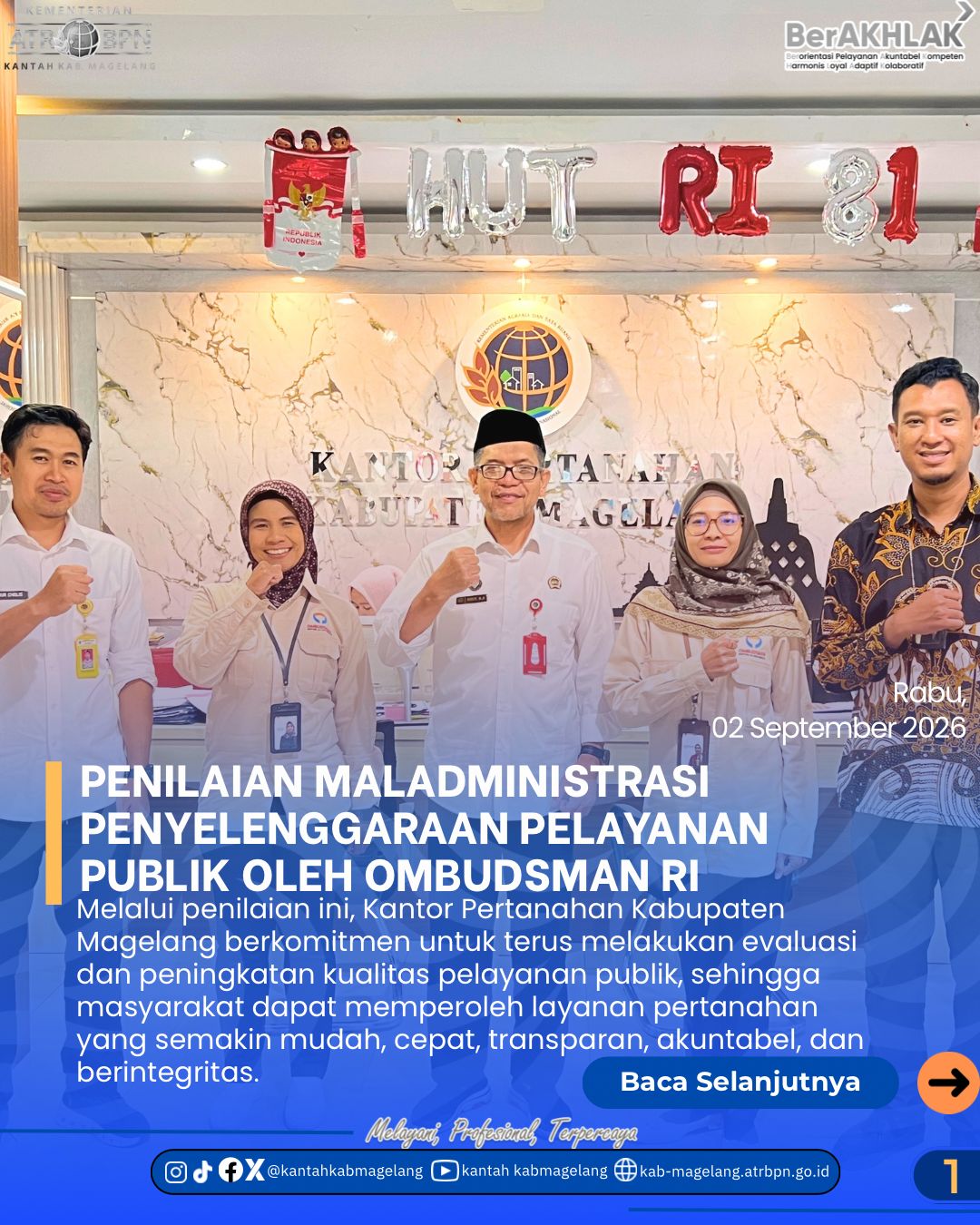 Kantor Pertanahan Kabupaten Magelang melaksanakan Monitoring dan Evaluasi (Monev) Kinerja Tahun Anggaran 2026